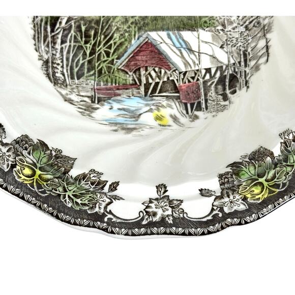 Johnson Bros Friendly Village England Covered Bridge Wide Handled Serving Bowl! - Picture 7 of 10